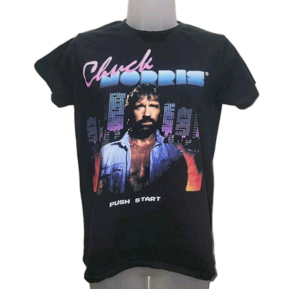 Chuck Norris Vintage Style Graphic T Shirt Small Black 100% Cotton